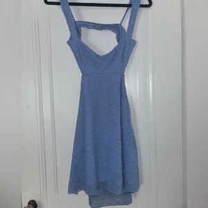 OhPolly Embellished Cut Out Mini Dress (Powder Blue)